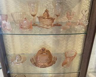 Misc Vintage Pink pieces - Depression Glass Perfume bottles, etc
