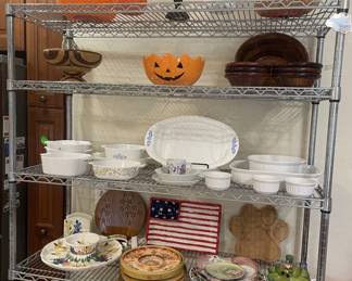 Misc Holiday and serving pieces;  Corning Ware