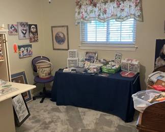 Sewing misc. - fabrics, notion, beads, stick on's, desk chair (will take better pic Tuesday)