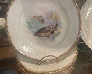 Antique Victoria Austria Carlsbad 'Fish' Plates - Set of 10
