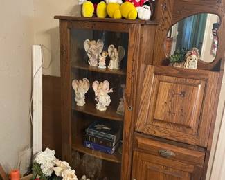 Antique Secretary Cabinet & Misc - (Angels pic'd in cabinet withdrawn by Client)