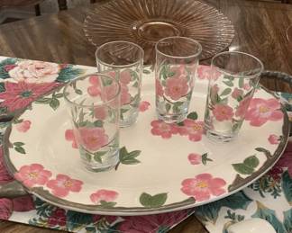 Desert Rose glasses and Platter