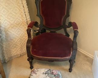 Antique Chair; Foot Stool 