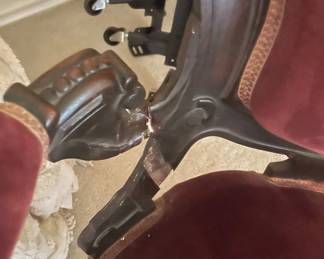 Facing chair - left arm broken.  Needs repair