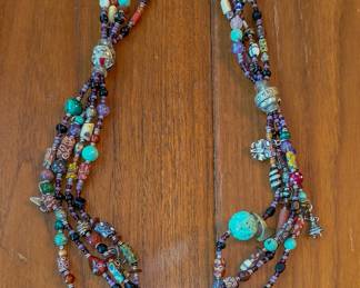 Sterling charms and beads necklace