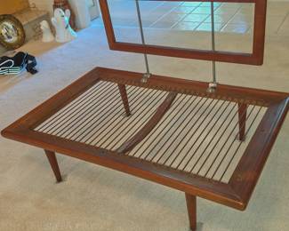 Pair of tables attributed to Peter Hvidt for France and Deverkosen2-seater by Peter Hvidt and Orla Molgaard Nielson for France and Daverkoson