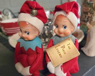 Vintage Elves on shelves (or the pixie)