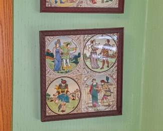 Framed antique and vintage tiles