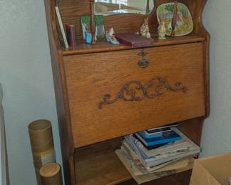 Oak drop front desk