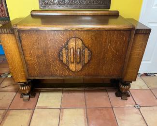 Antique chest with side storage, comes with original key
