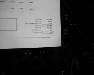Closeup of bed receipt and price....SAVE SAVE SAVE !!