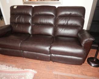 3 seat against the wall motorized leather recliner.....closed