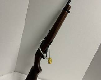 This .22 semi-automatic rimfire rifle features a classic wood stock and is in clean overall condition, with a trigger lock included. The .22 is one of the best-selling semi-auto .22 rifles ever made, and used Ruger 10/22 rifles with wood stocks are consistently popular at firearms auction. An excellent plinker, trainer, or collector piece straight from an estate.