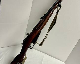 This Mosin-Nagant bolt action rifle presents in solid surplus condition with a matching wood stock and original military canvas sling still attached. The Mosin-Nagant 7.62x54R is one of the most collected military surplus rifles in the world, prized for its rugged reliability and affordable shooting. A great addition to any milsurp rifle collection or for the shooter seeking a proven vintage bolt action.