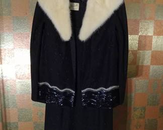 Mr. Blackwell vintage mink fur and sequin dress set