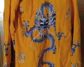 Vintage Chinese yellow dragon opera costume robe