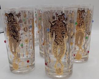 Culver 22k Mardi Gras Mid Century Modern MCM glasses
