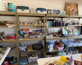 Tackle boxes, book, kid toys, christmas, small table top pond, lots of ext cords and bunge cords