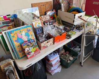 Puzzles, canning jars, hand towels, sleeping bag