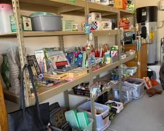 Games, robot build set, lots of candles, rocks, sea shells, kitchen pans, bicycle pump