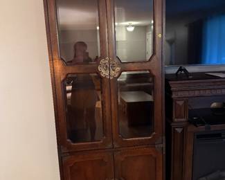 Vintage Asian-style glass-front display cabinet