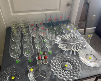 Assorted crystal, glassware and serving pieces