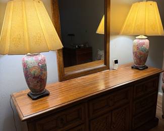 Vintage wood dresser with mirror