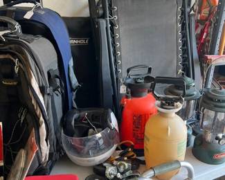102. Garage: Yard & Lawn Sprayers, Luggage, & Cot