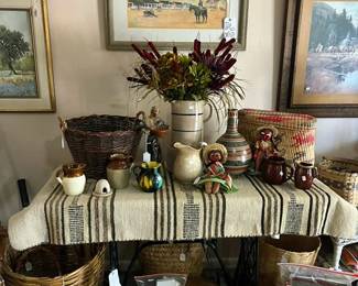 36. Den: Table with Mexican Decor and baskets