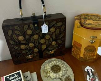 22. Enid Collins Purse & Paper Mache' Hand Mirror.