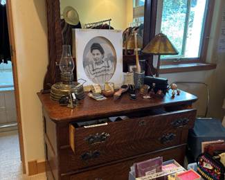 Vintage Low Dresser with Beveled Mirror