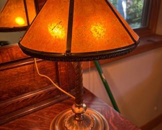 RR Pullman Mica Shade Brass Lamp