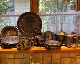 Pewter and Cast Aluminum Serving Pieces