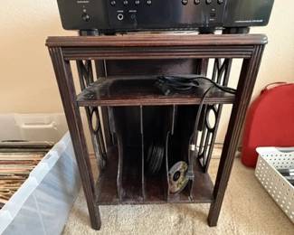 Antique Mahogany Record Storage Stand & End Table 
