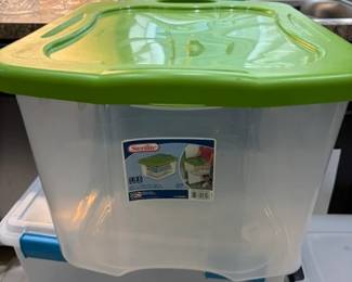 Various Sizes of Lidded Storage Plastic Bins