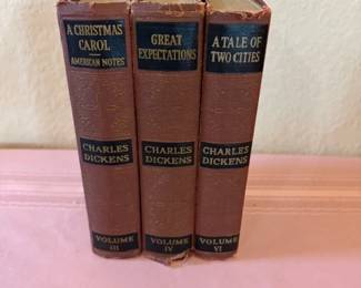 Antique 1868 Hardcover Charles Dickens Set of 3 Books - A Christmas Carol, A Tale of Two Cities, Great Expectations 