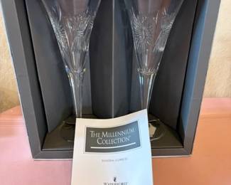 Waterford Millenium Collectible Champagne Flutes - 8 