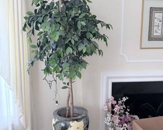 Artificial Ficus Tree in Decorative Ceramic Planter with Stand