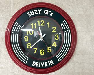 Suzy Q's Drive In Advertising Wall Clock