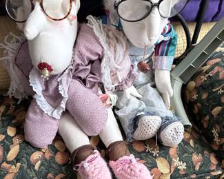Vintage Handmade Fabric 'Grandparent' Dolls