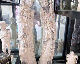 Pair of Chinese Carved Resin Figurines - Emperor and Empress