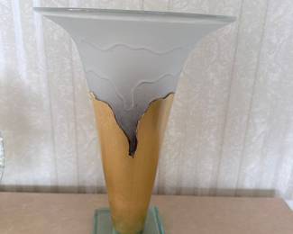 Art Deco Style Frosted and Gilded Glass Vase