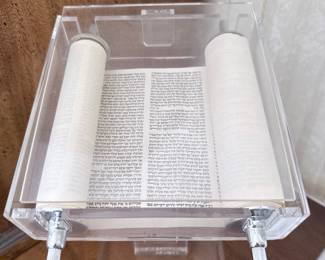 Miniature Torah Scroll in Acrylic Display Case