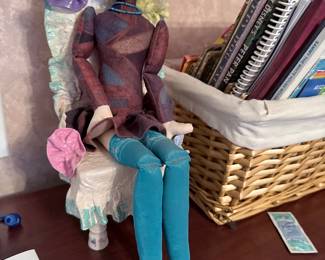 Artisan Cloth Fashion Doll on Chair