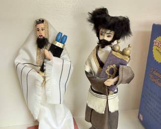 Vintage Sabra Art Jewish Character Dolls with Torah Scrolls