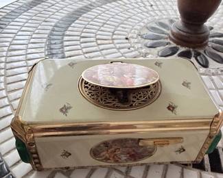 Vintage Musical Jewelry Box with Romantic Scenes
