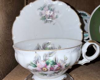 Vintage Pink Floral Porcelain Teacup and Saucer, Made in Japan