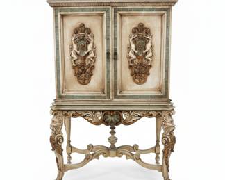 Baroque Style Painted and Carved Two-Door Cabinet