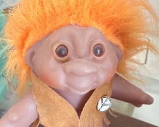 Vintage 1960s Dam Troll Doll with Peace Vest