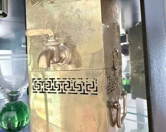 Vintage Japanese Engraved Brass Tea Samovar